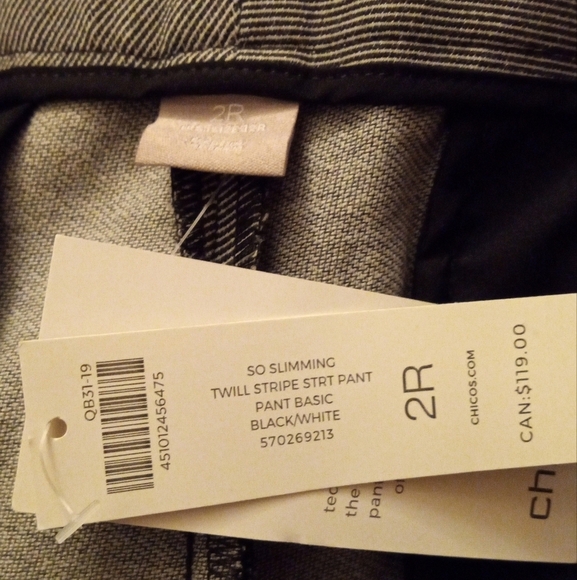 Chico's So Slimming Sophia Twill Striped Straight Leg Pants NWT Size 2 12 - Picture 12 of 14
